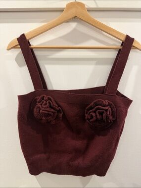 Magda Butrym Burgundy Knit Rosette Strap Camisole wool blend, H&M collab